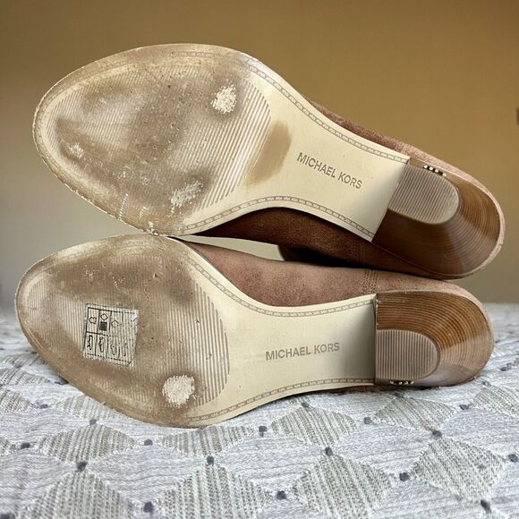 Michael Kors Cognac Brown Suede Mid Calf Pull On Western Boots Women’s 8.5 M - Picture 14 of 16